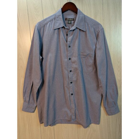 EDDIE BAUER Mens Shirt Medium Tall Blue Cotton Long Sleeve Button Collar - Picture 1 of 7